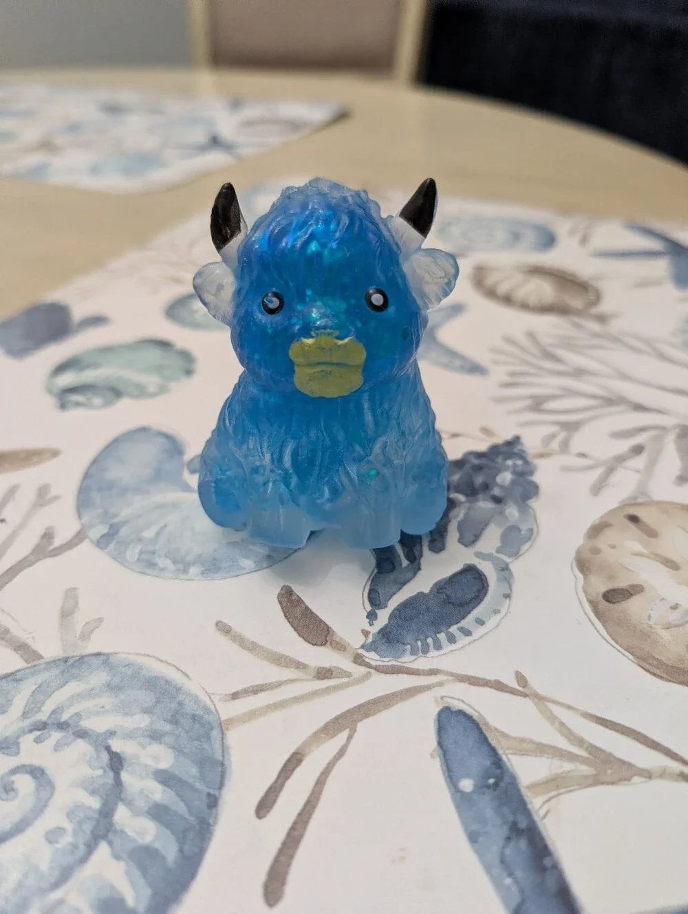 Blue Iridescent Hyland Cow Squishy Toy for Kids